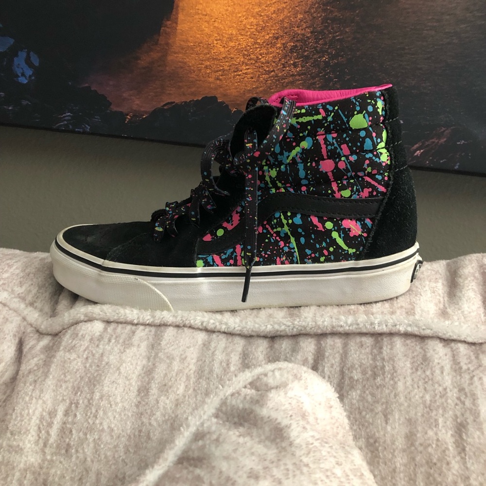 Vans size 7 women Multi colored paint splatterd